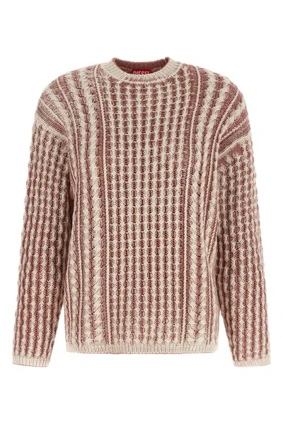 Diesel K-moise Striped Knitted Sweater In Brown