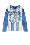 Diesel Oliba Stripe-print V-neck Sweater In Blue
