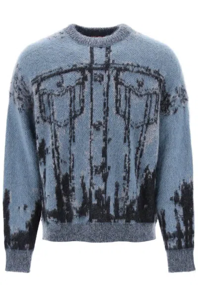 Diesel K-patmos Moahir And Wool Sweater In Celeste