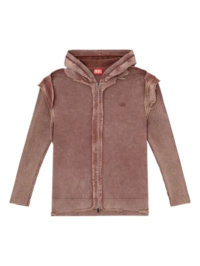 DIESEL K-PELTO FRAYED ZIP-UP HOODIE