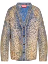 Diesel Men Printed Cotton Blend Cardigan In Blue