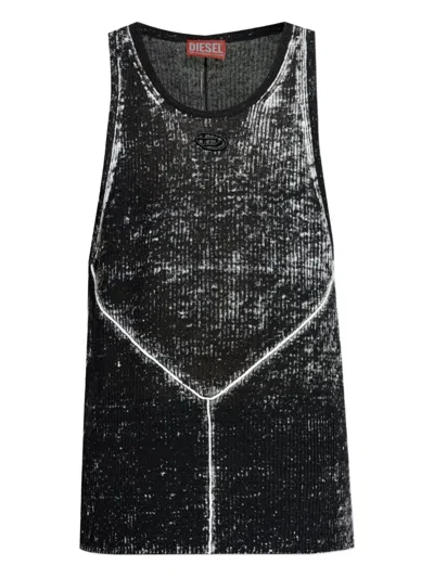 Diesel K-rick Embroidered-detail Linen Top In Black