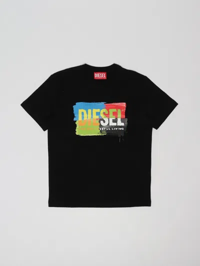 Diesel Kids' Kand Over T-shirt In Nero