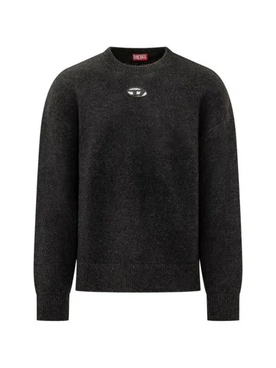 Diesel K-areeso Sweater With Cut-out Logo In Gray
