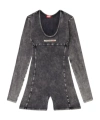 Diesel Playsuit In Denim-effect Jersey In Gray