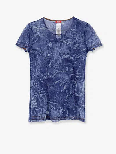Diesel Kasia T-shirt With Denim Print In Multi