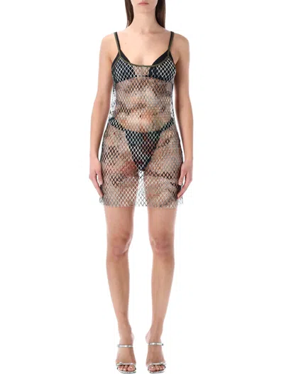 Diesel Kasy Mesh Beac Mini Dress In Black