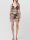 Diesel Mini Mesh Beach Dress With Open Back In Multi