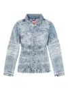 Diesel Fitted Jacket In Lasered Cotton-hemp Denim In Blue