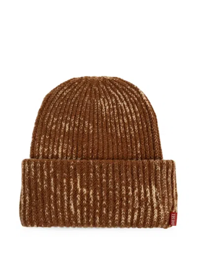 Diesel K-avet Ribbed-knit Beanie Hat In Brown