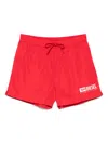 Diesel Mid-length Swim Shorts With Logo Print In Red