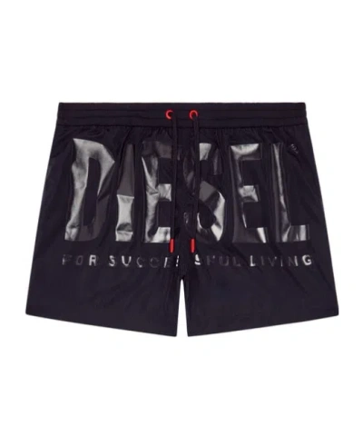 Diesel Pantaloncini Da Mare Con Logo In Tono In Nero