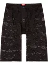 Diesel Camo Lace Shorts With Oval D Plaque In Black