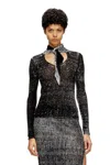 Diesel Keyhole Neck-tie Jumper In Linen In Black