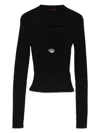 Diesel Fitted Black Ribbed Wool Sweater In Multi