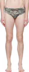 Diesel Khaki Alifie-utlt Swim Briefs In E5018