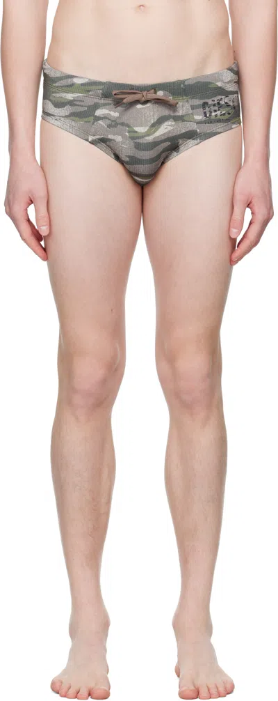 Diesel Khaki Alifie-utlt Swim Briefs In E5018