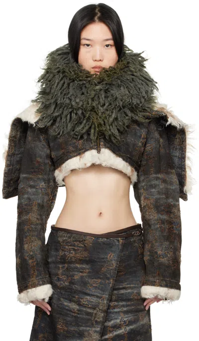 Diesel Khaki & Gray K-walt Snood Scarf In 98k