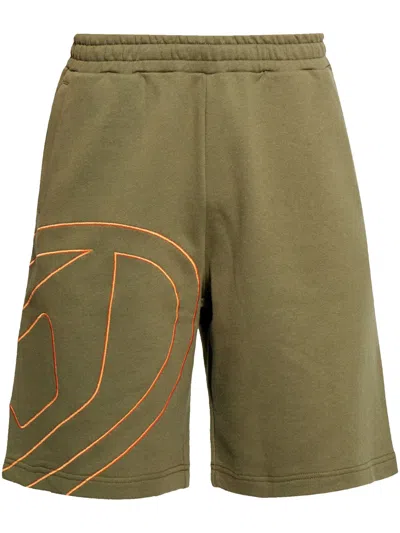 Diesel Khaki Elasticated Waistband Man Shorts In Multicolor