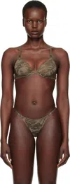 Diesel Khaki Savage X Fenty Edition Camo-lace-plunge-bra Bra In 76v