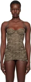 Diesel Khaki Savage X Fenty Edition Camo-lace-slip Corset In 76v