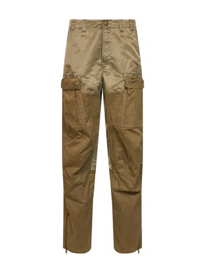 Diesel Khaki Stretch Cotton And Nylon P-parker Cargo Trousers In Neutral
