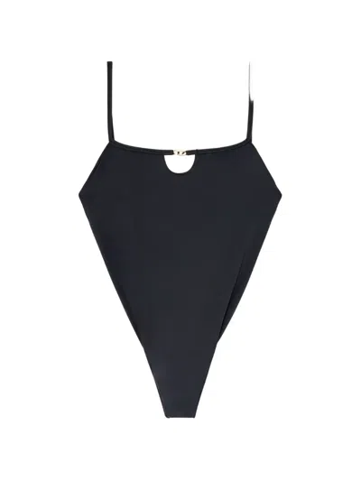 Diesel Kiara-utlt Logo-plaque Bodysuit In Black