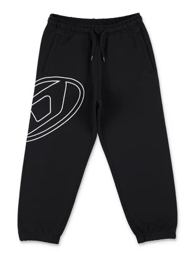 Diesel Kid -  Black Sweatpants With Oval D Embroidery