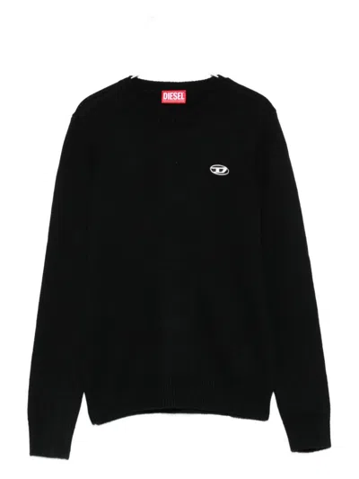 Diesel Kids Black Crewneck Long-sleeved Sweater