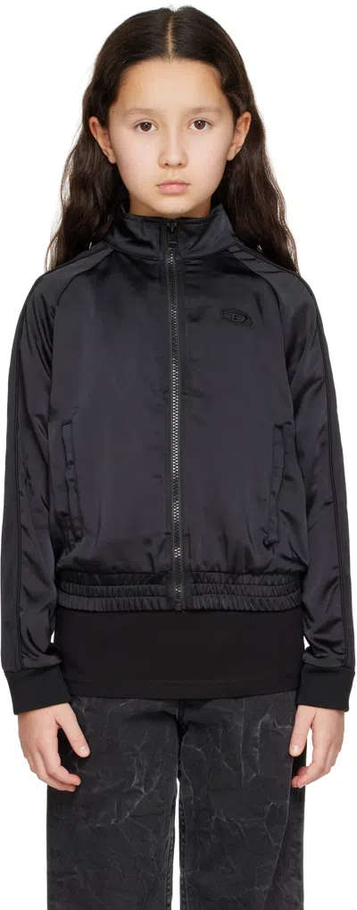 Diesel Kids Black Zip-up Track Jacket In K900