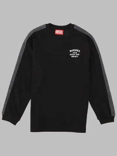 Diesel Kids Crewneck Logo T-shirt In Black