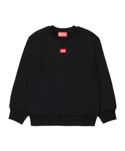 Diesel Kids D Logo Patch Crewneck Sweatshirt In Black