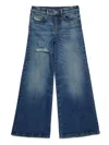Diesel Mid Blue Flare Jeans With Distressing In Blue