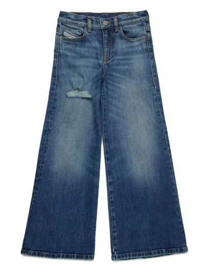 Diesel Kids' Mid Blue Flare Jeans With Distressing