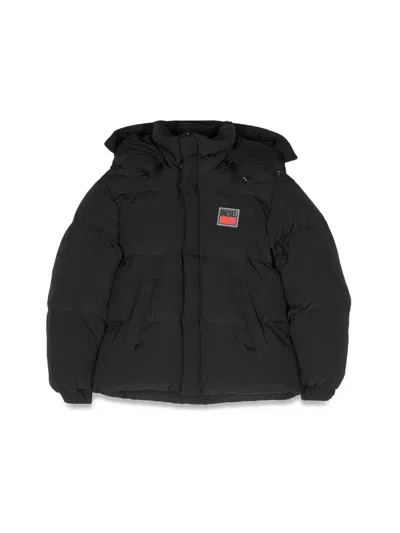 Diesel Kids Down Jacket With Hood In Black