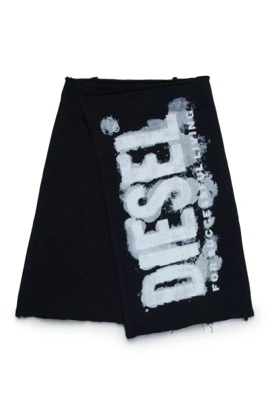 Diesel Kids Gart Logo Printed Asymmetric Skirt In Black