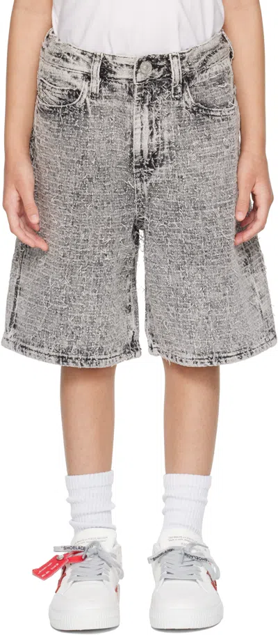 Diesel Kids Gray Textured Finish Denim Shorts