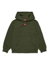 Diesel Kids Green Hoodie With Logo Patch In Green
