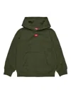 Diesel Kids Green Hoodie With Logo Patch In Green