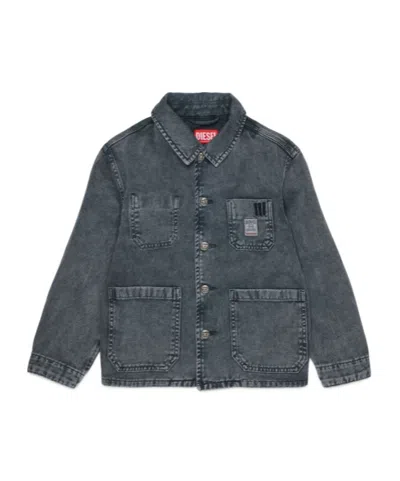 Diesel Kids Jstack Button-up Jacket In Gray