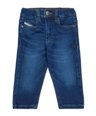 Diesel Kids Logo Patch Straight-fit Jeans In Blue