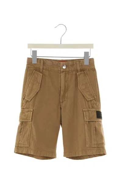 Diesel Kids Logo-patch Straight-leg Cargo Shorts In Brown