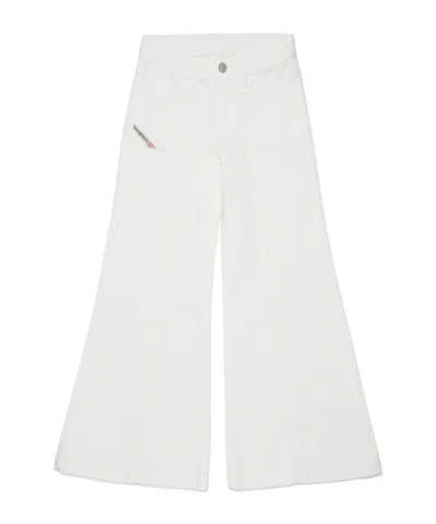 Diesel Kids Logo Patch Wide-leg Jeans In Multi