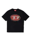 Diesel T-shirt In Misto Cotone Con Logo Glowing Oval D In Black