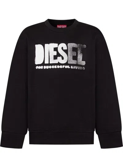 Diesel Kids Mini Graphic Logo Sweatshirt In Nero