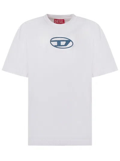 Diesel Kids Mini Logo Embroidered T-shirt For Kids In White