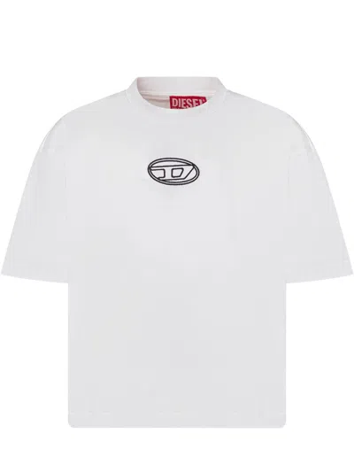 Diesel Kids Mini Logo Front T-shirt In Bianco