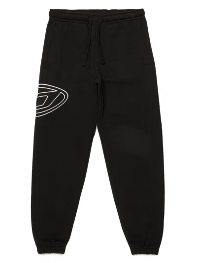 Diesel Kids Mini Oval Emblem Trousers For Boys In Black