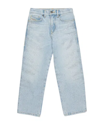 Diesel Kids Oval-d Embroidered Mid-waisted Jeans In Blue