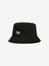 Diesel Fisherman Hat In Gabardine Branded With Oval D Logo In Black